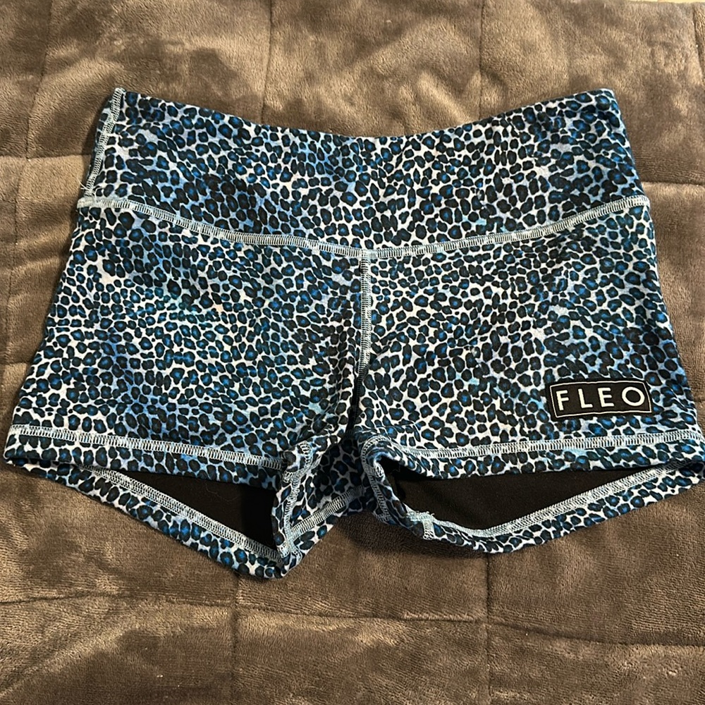 FLEO blue cheetah print shorts